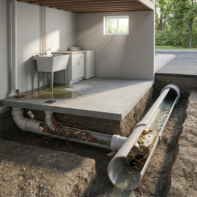 sewage backup causes Oklahoma - main line vs lateral line diagram