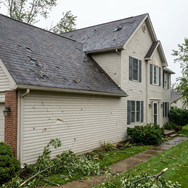 wind and hail damage Ohio - roof and siding impact patterns