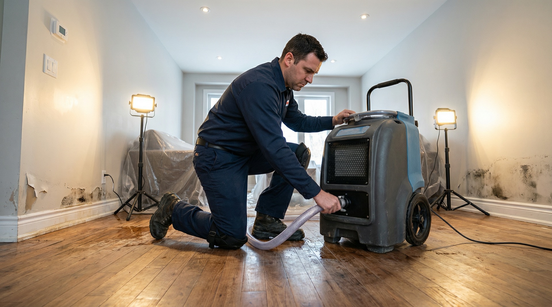 Water damage restoration technician